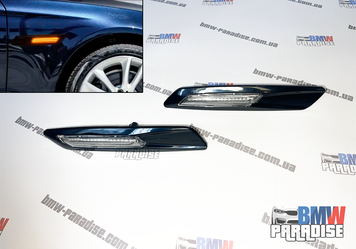 Динамические LED повторители поворотов (прозрачные) BMW F10 F11 2011-2013 322-47 фото