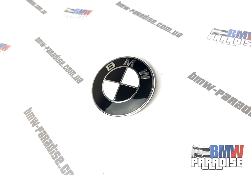 Значок на капот або багажник BMW 74 мм Чорно-білий 322-264 фото