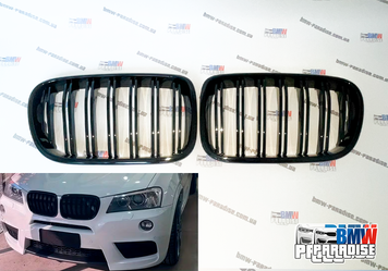 Подвійніа решітка радіатора в М-стилі ГРИЛЬ BMW X3 F25 (2010-2013) Дорест Чорний глянець 322-134 фото