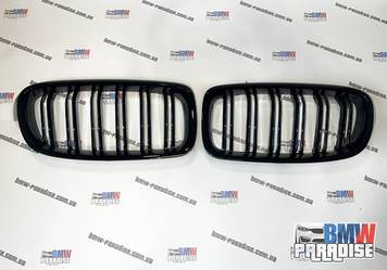 Подвійна решітка радіатора "гриль" BMW F30 F31 F35 в стилі М. Чорний глянець 322-8 фото
