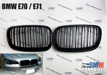 Подвійні решітки радіатора "ГРИЛЬ" BMW E70 X6 E71 2007-2014 Чорний глянець 322-190 фото