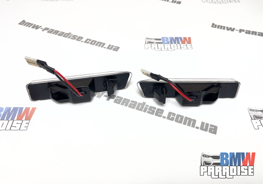 Динамічні LED повторювачі поворотів BMW X5 E53 Е36 Прозорі 322-155 фото