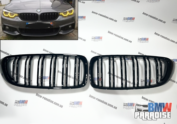 Подвійні ніздрі в М стилі для БМВ 4 Series F32 F33 F36 F80 F82 Чорний глянець 322-100 фото