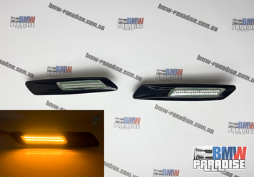 Динамические LED повторители поворотов BMW F10 F11 Прозрачные, дорест 322-137 фото