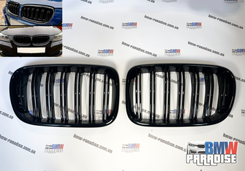 Двойная решетка радиатора "гриль" BMW E90 E91 2008-2012 (рестайлинг) стиле М Черный глянец 322-33 фото